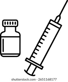 Ícone Médico com Seringa e Frasco de Vacina para Conceitos de Cuidados de Saúde e Imunização