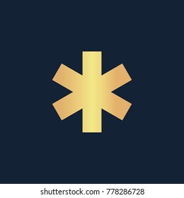 Medical icon flat. Simple gold pictogram on dark background. Vector illustration symbol