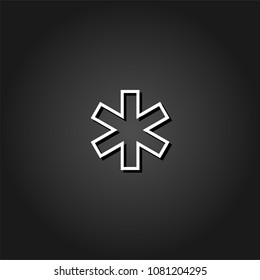Medical icon flat. Simple White pictogram on black background with shadow. Vector illustration symbol