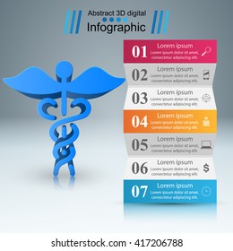Medical icon. Health logo. 3D infographic design template and marketing icons.
