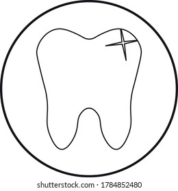 medical icon of healthy tooth, line art style; vector illustration, can use for app, print or web.