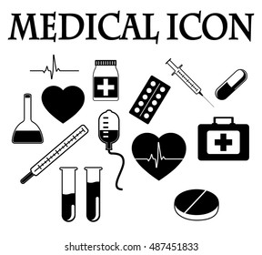 medical icon, hospital instruments, vector illustration