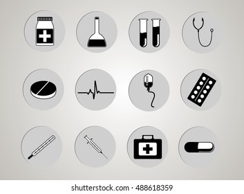 medical icon, hospital instruments, vector illustration