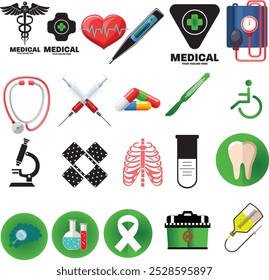 Medical Icon Hospital, paciente, medicina, farmácia, enfermeira, prescrição Ilustração de vetor