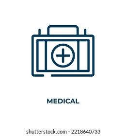Icono médico. Ilustración vectorial lineal. Esquema vector de icono médico. Símbolo de línea delgada para uso en aplicaciones web y móviles, logotipo, medios impresos.