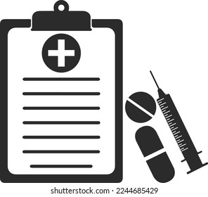 Medical icon, medicine prescribed icon black vector