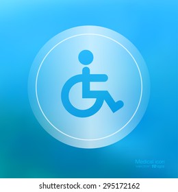 Medical icon on the blurred background.  Wheelchair and disability symbol. Vector illustration