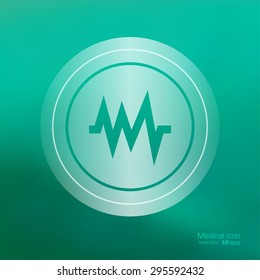 Medical icon on the blurred background. Cardiogram  symbol. Vector illustration
