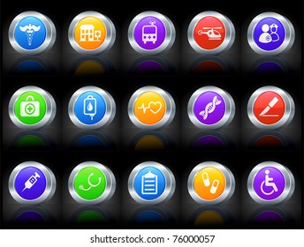Medical Icon on Button with Metallic Rim Collection Original Illustration