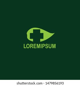 Medical icon on a leaf silhouette logo design vector 