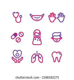 Paquete de iconos médicos. Icono de línea coloreada