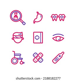 Paquete de iconos médicos. Icono de línea coloreada