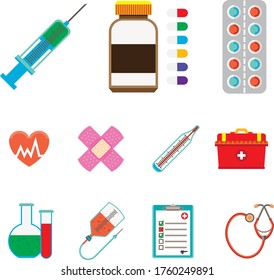 Paquete de iconos médicos para covid-19 vectorizado
