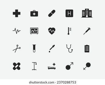 Vector de paquete de iconos médicos con color negro para el negocio de la salud