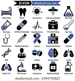 Paquete de iconos médicos, gráficos vectoriales