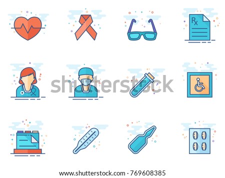 Medical icon series in flat color style. Vector illustration.