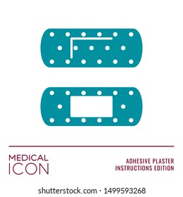 Medical Icon Series - Outer and Inner Sides of Plaster Band Sign as Type Codes Guide Flat Style Symbol in Adhesive Plaster Instructions Edition - Vector Pictogram Graphic Design