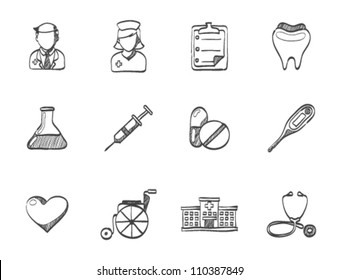 Medical Icon Series In Sketch.