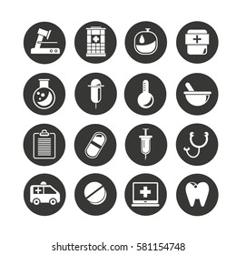 medical icon set in circle buttons