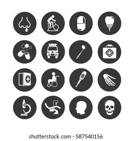 medical icon set in circle buttons