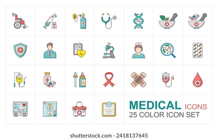 Medical icon set color vector 