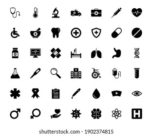 Medical Icon Set. For Computer, Web And Mobile Apps