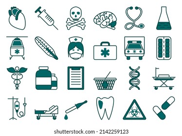 Medical Icon Set. Editable Bold Outline With Color Fill Design. Vector Illustration.