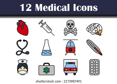 Medical Icon Set. Editable Bold Outline With Color Fill Design. Vector Illustration.