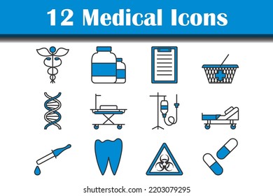 Conjunto de iconos médicos. Contorno de negrita editable con diseño de relleno de color. Ilustración vectorial.