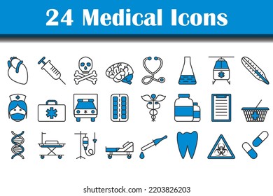 Medical Icon Set. Editable Bold Outline With Color Fill Design. Vector Illustration.