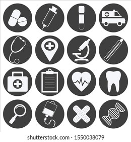 Medical Icon Set. Flat design. Vector Illustration