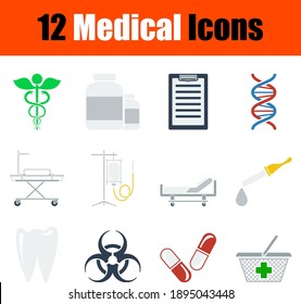 Medical Icon Set. Flat Design. Fully editable vector illustration. Text expanded.