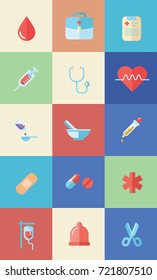 medical icon set in flat vector style