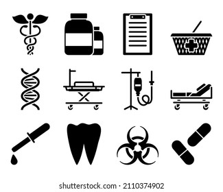 Medical Icon Set. Fully editable vector illustration. Text expanded.