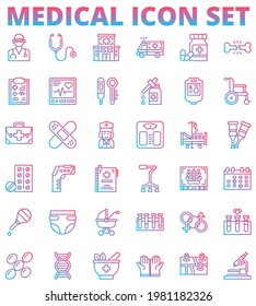 Medical icon set, gradient style