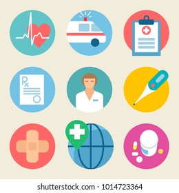 Medical icon set. Health care, medicine service hospital doctor illustration. Flat graphic design