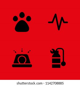 medical icon set. heartbeat, pawprint and oxygen tank vector icon for graphic design and web