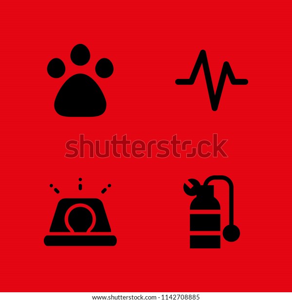 medical icon set. heartbeat,\
pawprint and oxygen tank vector icon for graphic design and\
web