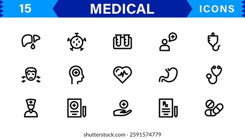 Medical Icon Set. High-Quality Vector Icons for Healthcare, Hospitals, Doctors, and Pharmaceutical Designs