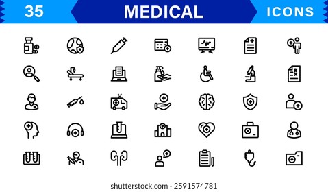 Medical Icon Set. High-Quality Vector Icons for Healthcare, Hospitals, Doctors, and Pharmaceutical Designs