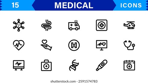 Medical Icon Set. High-Quality Vector Icons for Healthcare, Hospitals, Doctors, and Pharmaceutical Designs