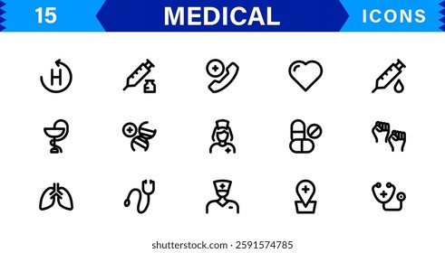 Medical Icon Set. High-Quality Vector Icons for Healthcare, Hospitals, Doctors, and Pharmaceutical Designs