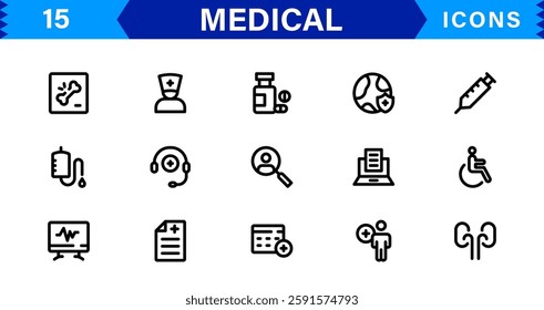 Medical Icon Set. High-Quality Vector Icons for Healthcare, Hospitals, Doctors, and Pharmaceutical Designs