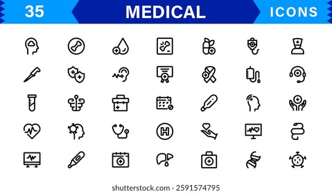 Medical Icon Set. High-Quality Vector Icons for Healthcare, Hospitals, Doctors, and Pharmaceutical Designs
