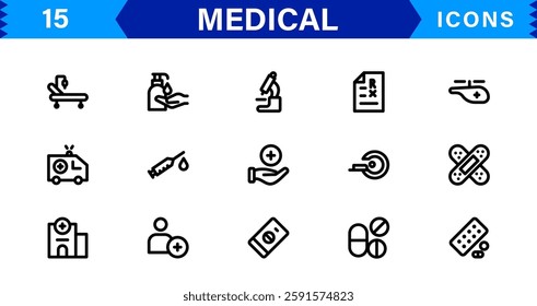 Medical Icon Set. High-Quality Vector Icons for Healthcare, Hospitals, Doctors, and Pharmaceutical Designs