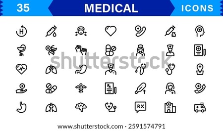 Medical Icon Set. High-Quality Vector Icons for Healthcare, Hospitals, Doctors, and Pharmaceutical Designs