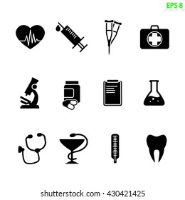 the medical icon set isolated on white. Flat vector design