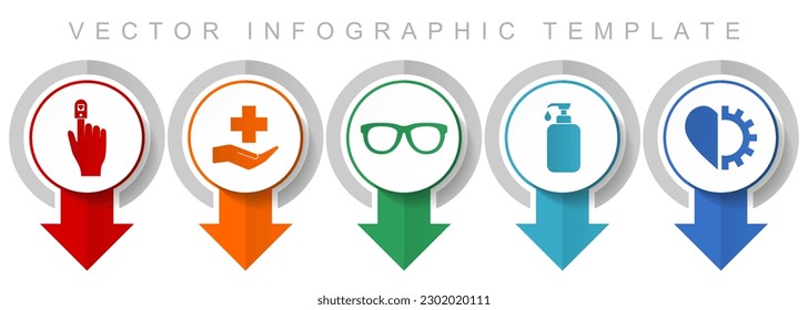 Medical icon set, miscellaneous pointer icons such as oximeter, hospital, glasses, soap and heart for webdesign and mobile applications, modern design infographic vector template