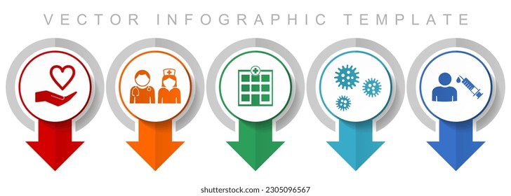Medical icon set, miscellaneous pointer icons such as doctor, nurse, hospital, help and flu for webdesign and mobile applications, modern design infographic vector template