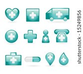 medical icon set on blue isolated on white background, vector illustration